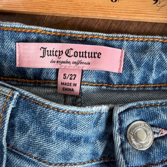 Juniors Wide Leg Rhinestone Pocket Jeans in Medium Denim, 5/27x31 - Picture 7 of 16